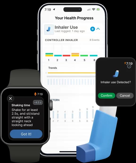 Apple Watch with Respire LYF — inhaler use timing and tracking
